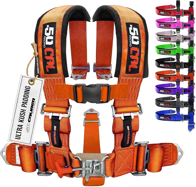 1pc Orange 5 Point Harness for Bucket Seat, Latch Release, 9 Color Options, Racing Harness 5 point, Race Car, UTV, RZR [6011]