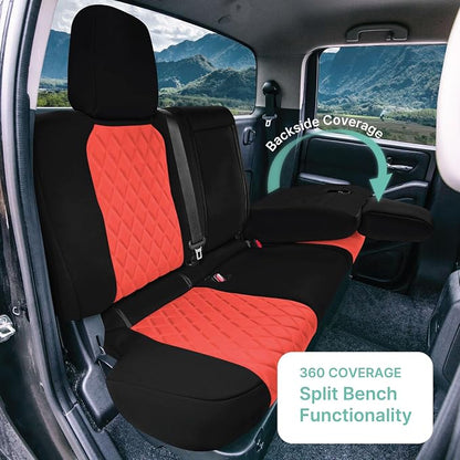 FH Group Custom Fit Car Seat Covers Specifically Made for 2022-2026 Nissan Frontier, Rear Set Red Ultraflex Neoprene Waterproof Automotive Seat Covers for Pickup Truck, Nissan Accessories