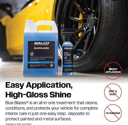 Malco Blue Blazes VOC Compliant All-In-One Car Conditioner – Protects & Preserves Leather, Rubber, Plastic, & Vinyl Surfaces/Produces a Durable, High-Gloss Shine/Pleasant Fragrance/16 Oz. (127216)