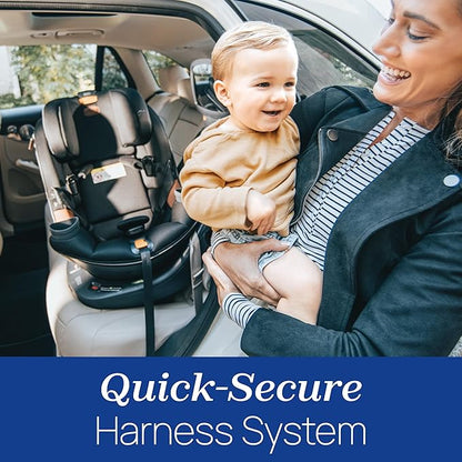 Chicco Fit360 Zip ClearTex Rotating Convertible Car Seat with Fit360 Mirror, 360 Degree Rotation for Rear-Facing and Forward-Facing Usage, Jet/Black
