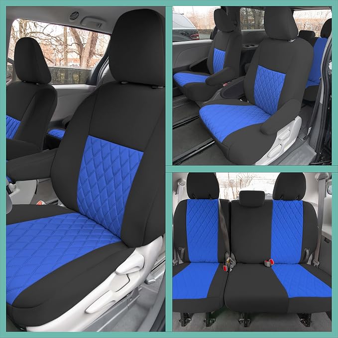 FH Group Custom Fit Car Seat Covers Specifically Made for 2011-2020 Toyota Sienna 7-8 Seater with Ultraflex Neoprene Water Resistant Automotive Seat Covers - Front Set Blue