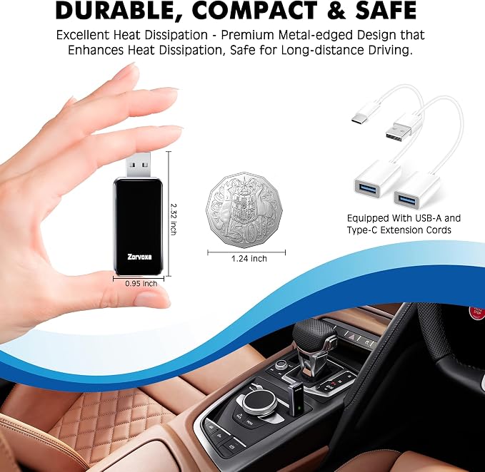 2026 Wireless Carplay Adapter for iPhone,3 Second Auto Connect, No Screen delay, Ultra Mini Design,Plug & Play By USB-A/Type-C Compatible with iOS 10+ and Cars with Factory Wired CarPlay