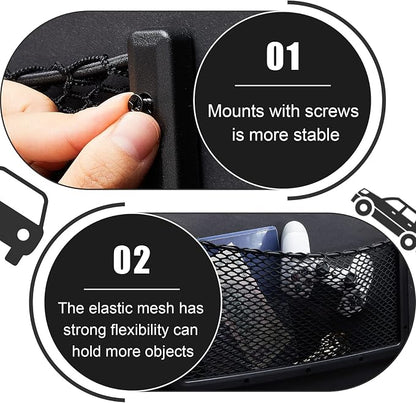 Frienda 4 Pcs Boat Storage Net Bag, ABS Plastic Car Framed Mesh Net Holder, Phone & Cargo Organizer with Screws for Auto, Rv, Boat, Pontoon, Truck Pocket Storage (16 x 8 Inch)