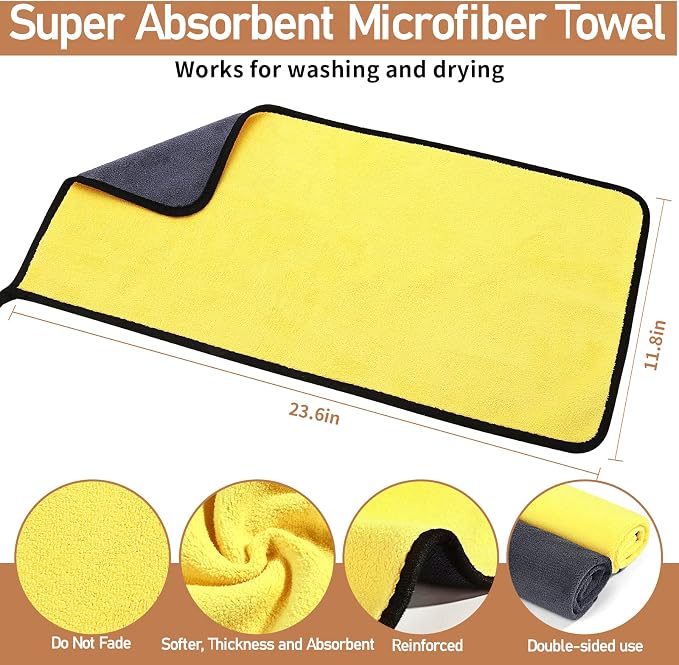 Lsyomne 62'' Car Wash Brush Mop Kit with Long Handle Microfiber Car Washing Tool kit Detailing Brush Car Wheel Tire Cleaning Brush Windshield Squeegee Car Duster Towel for Cars Truck, SUV, RV