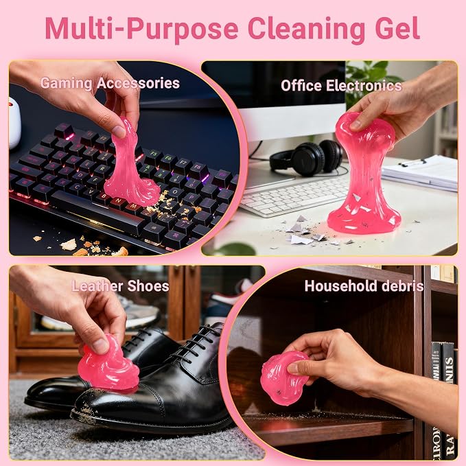 ColorCoral 2 Pack Car Cleaning Gel Reusable Auto Slime Cleaner,Rose Scent Dust Cleaning Gel Keyboard Slime for Car Interior Air Vent Cleaner, Auto Detailing kit Tools Accessories,Gifts for Men Women