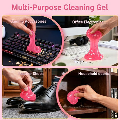 ColorCoral 2 Pack Car Cleaning Gel Reusable Auto Slime Cleaner,Rose Scent Dust Cleaning Gel Keyboard Slime for Car Interior Air Vent Cleaner, Auto Detailing kit Tools Accessories,Gifts for Men Women