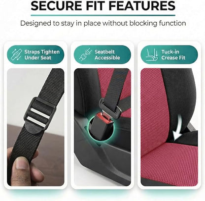 FH Group Full Set Car Seat Covers Classic Cloth Universal Fit Burgundy Seat Covers,Washable High Back Combo Small Car Seat Cover Design Front Seat Covers Automotive Seat Cover for SUV, Sedan, Vans