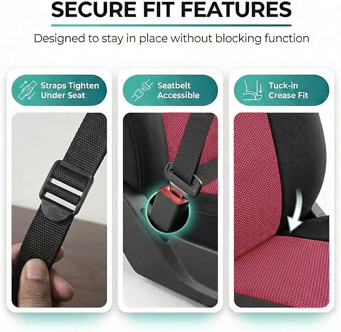 FH Group Automotive Front Car Seat Covers for SUV, Trucks, Sedan and More - Universal Fit Front High Back Design Interior Accessories - 3D Mesh Fabric Center Panel - Burgundy