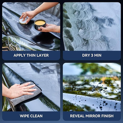 Ceramic-Boosted Carnauba Wax Paste - Triple-Layer Shield, Dust Repellent & Deep Gloss (200g w/Applicator)