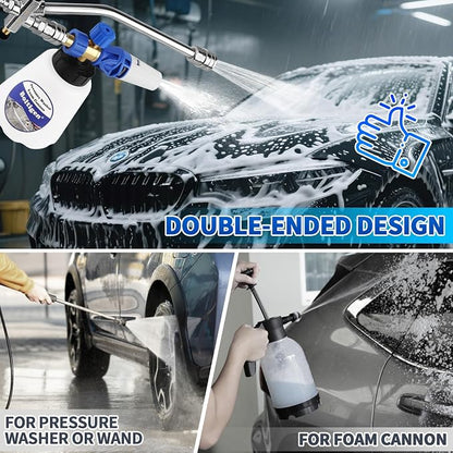 Pressure Washer Extension Wand Dual-Connector Tool, 1/4 Inch Quick Connect Switch Double Tip Attachment for Foam Cannon, Power Washer Extension Cleaner Accessory for Home, Boat and Car Washing