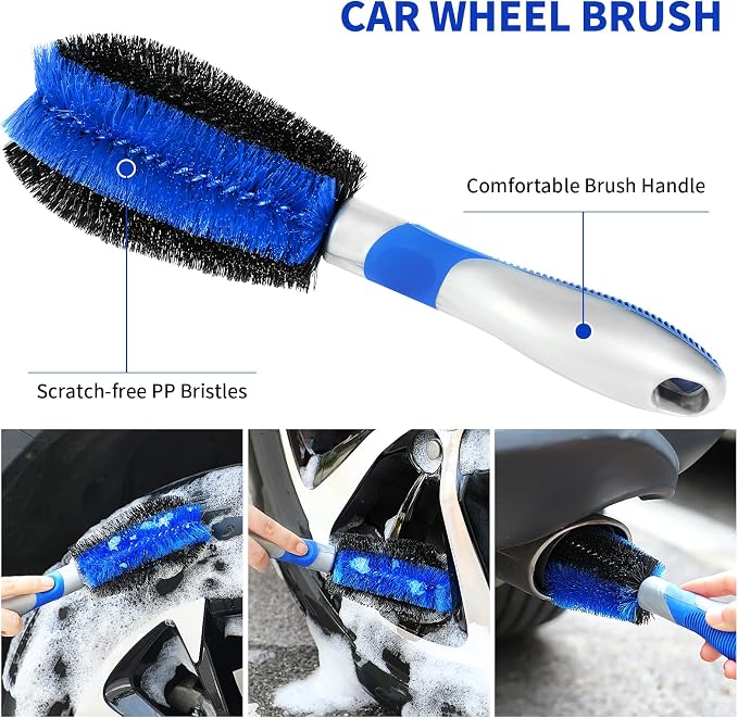 Lsyomne 62'' Car Wash Brush Mop Kit with Long Handle Microfiber Car Washing Tool kit Detailing Brush Car Wheel Tire Cleaning Brush Windshield Squeegee Car Duster Towel for Cars Truck, SUV, RV