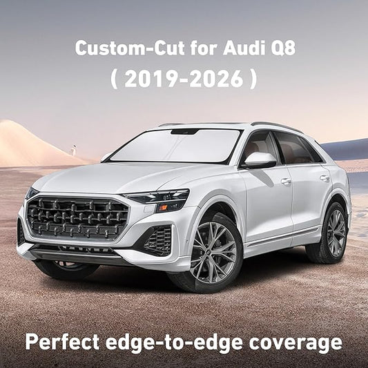 EcoNour Windshield Sunshade Compatible for Audi Q8 2019-2024 2025 2026, Sun Visor for Front Windshield & Window Sun Shade Cover, UV Heat Blocker & Protector, Car Accessories