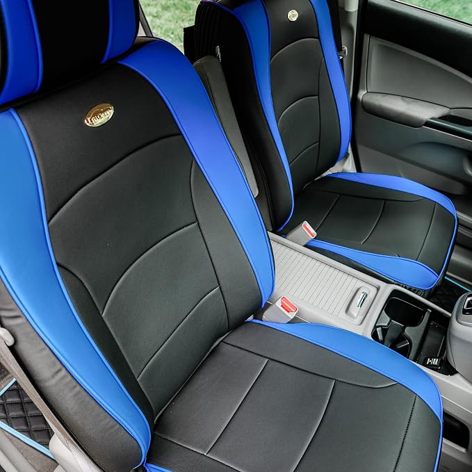FH Group Front Set Faux Leather Car Seat Cushions, - 2 Pack Seat Covers for Cars Trucks SUV, Waterproof, Universal Fit Seat protector, Blue