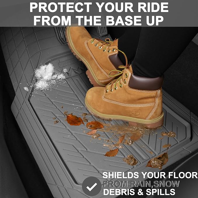 CAR PASS Heavy Rubber Car Floor Mats, Deep Waterproof Car Mats All Weather, Universal Trim-to Fit Automotive Floor Mats for Car SUV Truck Van, Durable Floor Liners (All Gray)