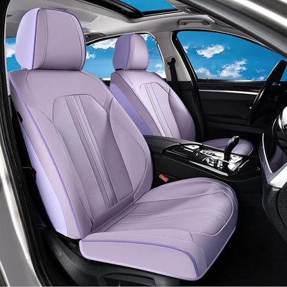 Huidasource Purple Seat Covers, Luxury Faux Leather Car Seat Covers, Velcro Adjustable, with Airbags, Child Seat, Perforation Cooling＆Heating, Universal Fit for Most Cars, Vans, Trucks, SUVs, Purple