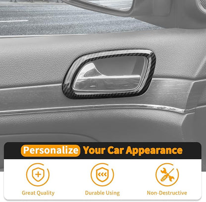 Hoolcar Center Control Air-Conditioning Outlet Vent Trim Cover & Inner Door Handle Bowl Trim Cover Fit for Jeep Grand Cherokee 2011-2020, Carbon Fiber