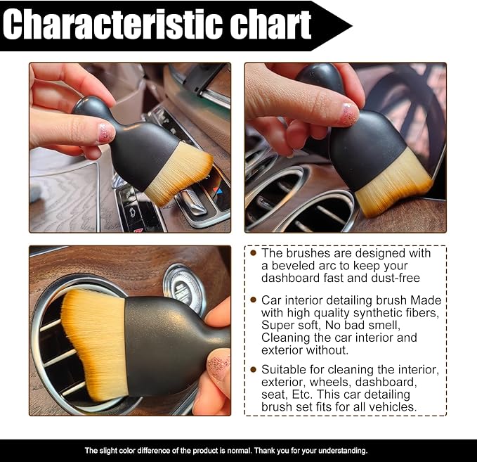 Car Cleaning Brush Soft Bristle Car Interior Dust Brush, suitable for cleaning car dashboards and air vent gaps, also usable on leather and computers, scratch-proof(Light Brown)