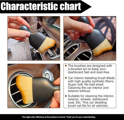 Car Cleaning Brush Soft Bristle Car Interior Dust Brush, suitable for cleaning car dashboards and air vent gaps, also usable on leather and computers, scratch-proof(Light Brown)