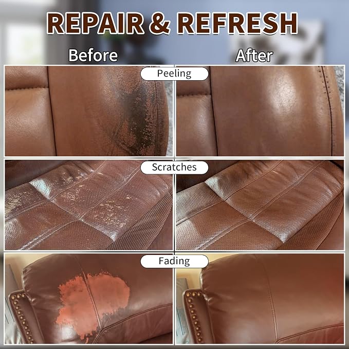 Medium Brown Leather Recoloring Balm with 100ml Mink Oil,Leather Couch Scratch Remover,Leather Repair kit for Vinyl Furniture and Car Interior,Leather Dye Paint,Mink Oil for Leather