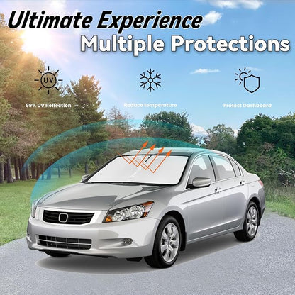 Windshield Sun Shade for Honda Accord 2008-2012, Car Front Window Sunshade with 240T Sun Visor Protector Blocks UV Rays Heat Sun Shield Accessories