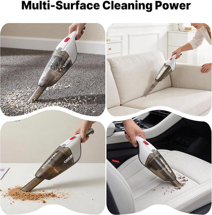 Shop-Vac Wet/Dry Handheld Vacuum Cordless, Powerful Portable Car Vacuum Rechargeable, Wall-Mounted Hand Vac with Crevice Tool, Lightweight Hand Vacuum for Home & Car, Washable Filter, White