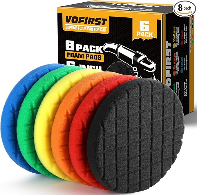 8 Pcs Buffing Polishing Pads, 6.5 Inch Polishing Pad, Compound Buffing Sponge Pads & Woolen Pads Cutting Polishing Pad Kit for Car Buffer Polisher