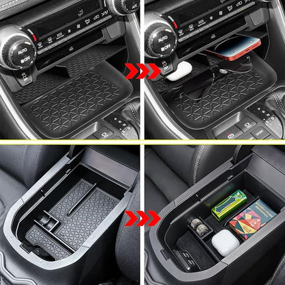 2PCS Center Console Organizer Tray and Armrest Storage Box Compatible with Toyota RAV4 2025 2024 2023 2022 2021 2020 2019 Insert Secondary Storage box Accessories