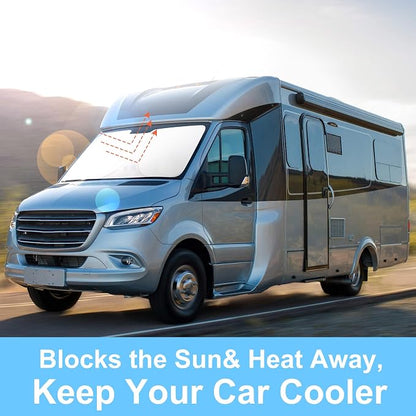 TINGLU Sun Shade for Mercedes Benz Sprinter Freightliner Cargo Crew Passenger Motorhome 2007-2024 2025 Accessories Windshield Sun Shade Window Shade UV Rays Protection Sun Visor Cover
