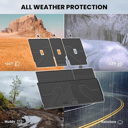 LASFIT Floor Mats&Cargo Backrest Mat for 7&8 Seats Ford Expedition Standard & Lincoln Navigator Standard 2025 2026 2027,Costom Fit All Weather Protection TPE Easy Clean Floor Liners,4pcs.