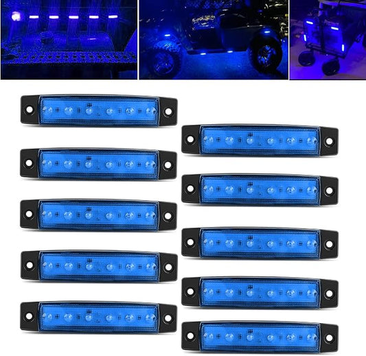 10 Pcs Blue LED Rock Strip Lights,Wheel Well Underglow Lighting Kits,Car Rock Lights Exterior Side Marker Lights for Wrangler Truck Golf Cart RV RV SUV Offroad