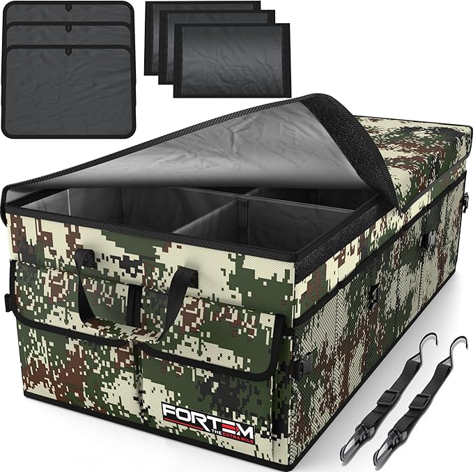 FORTEM Trunk Organizer For SUV Car Trunk Organizer, Foldable Storage, Car Accessories for Women Men, Collapsible Bag, 600D Oxford, Non Slip Bottom, Straps, Soft Cover (85L)