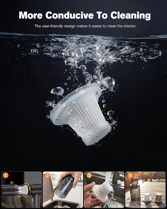 Car Vacuum Cleaner, 20000Pa Suction Power Handheld Vacuum Cleaner, 4-in-1 Portable Car Vacuum with 2 Suction Modes, Cordless Mini Vacuum with Type-C Charge for Car, Home, Office Desk, Keyboards