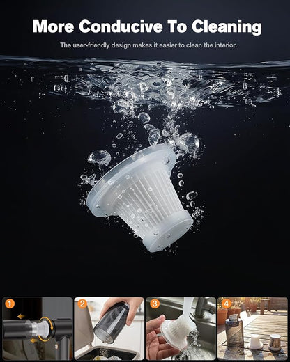 Car Vacuum Cleaner, 20000Pa Suction Power Handheld Vacuum Cleaner, 4-in-1 Portable Car Vacuum with 2 Suction Modes, Cordless Mini Vacuum with Type-C Charge for Car, Home, Office Desk, Keyboards