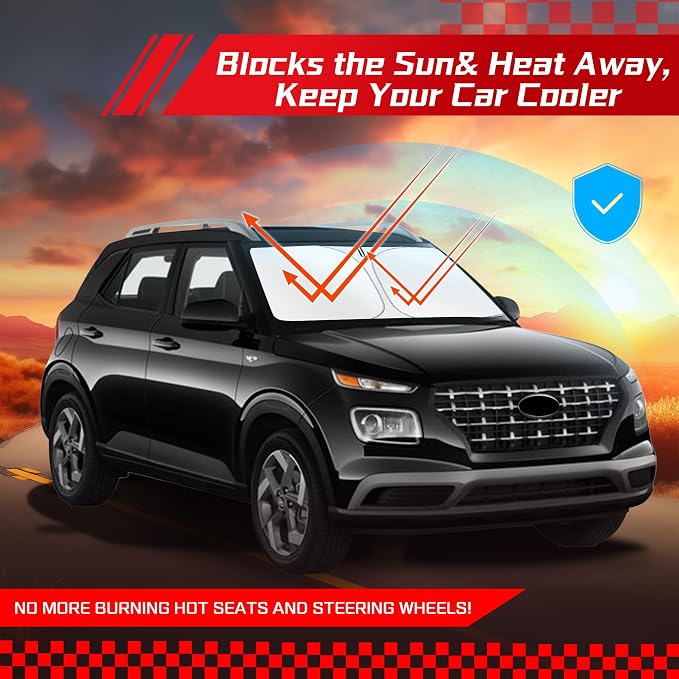 ARISMOTOR Windshield Sun Shade for Hy-undai Venue 2020-2025, Custom Fit Foldable Front Window Sunshade Sun Visor Protector, Block UV Rays Keep Car Cooler