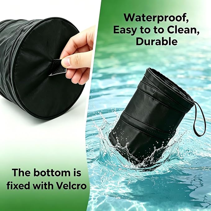 2 PCS Car Trash Can, Portable Collapsible Garbage Bin, Waterproof Mini Hanging Rubbish Bin Leakproof Trash Bag (Black)