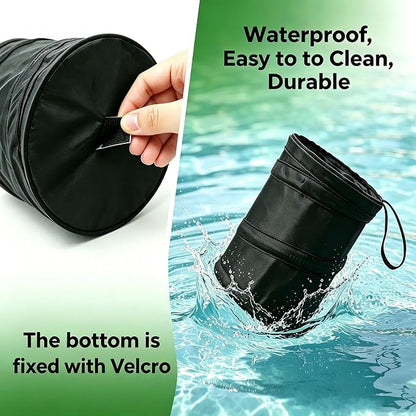 2 PCS Car Trash Can, Portable Collapsible Garbage Bin, Waterproof Mini Hanging Rubbish Bin Leakproof Trash Bag (Black)