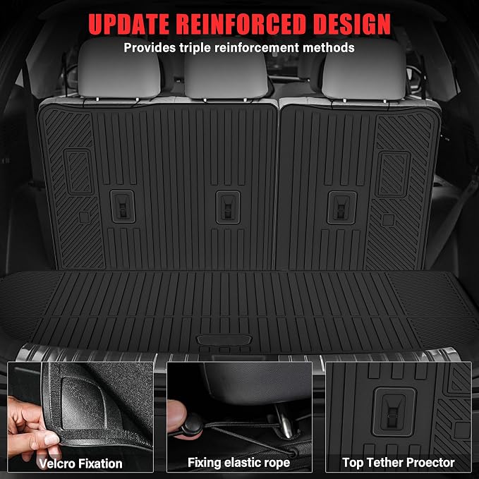 Floor Mats for 2021-2025 2026 Chevrolet/Chevy Tahoe/GMC Yukon 7 Seater with Trunk Mat All Weather TPE Rubber Cargo Liner Full Set for Chevrolet Tahoe/GMC Yukon Accessories (Not for Yukon XL)