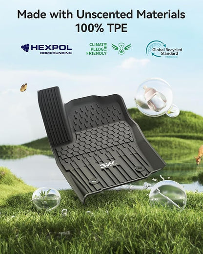 3W Floor Mats for Toyota Tacoma 2024 2025 2026 Double Cab Auto Tran(Not Fit Hybrid & XtraCab), TPE All Weather Custom Fit Floor Liner for Tacoma TRD/SR/SR5/limited Car Liners.