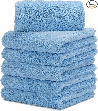 CARCAREZ Microfiber Towels for Cars, Car Drying Wash Detailing Buffing Polishing Towel with Plush Edgeless Microfiber Cloth, 450 GSM 16x16 in. Pack of 6