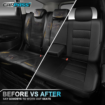CAR PASS Memory Foam Back Car Seat Covers,Thick 3D Foam Mesh Bench Seat Covers Leather Metallic, Air Cool Rear Seat Cover Black Aluminum Film, Comfort for Cars, Trucks, SUVs Automotive,All Black