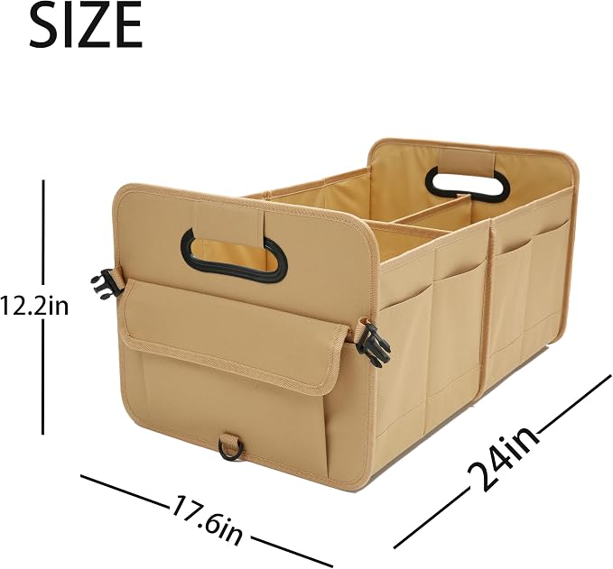 AOKJOY Car Trunk Organizer Car Storage Organizer Collapsible Multi Compartment Car Organizer Adjustable Straps Car Organizer for SUV(Ginger)