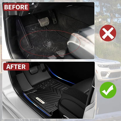 YITAMOTOR Floor Mats for Chrysler Pacifica 2017-2026 7/8 Passenger (No Hybrid) & Voyager 2020-2026, Custom Fit All Weather Anti-Slip TPE Rubber Automotive Accessories, 3 Row & Cargo Liner Set, Black