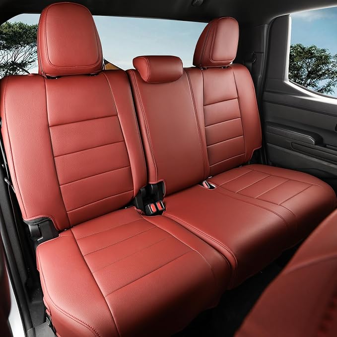 coverdream Tacoma Hybrid Seat Covers Full Set for 2024-2026 Toyota Tacoma TRD Sport,TRD Off-Road,Limited,Trailhunter Pickup,Fully Covered,Waterproof Leather Car Seat Protector (Wine Red)