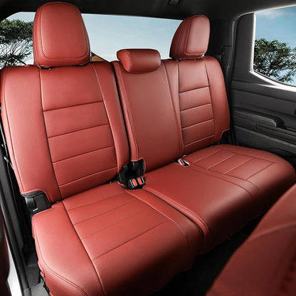 coverdream 2024 2025 2026 Tacoma Seat Covers Full Set for Toyota Tacoma 4th Gen Double/Crew Cab SR,SR5,TRD Sport,TRD Off-Road,Limited,Fully Covered,Waterproof Leather Car Seat Protector(Wine Red)