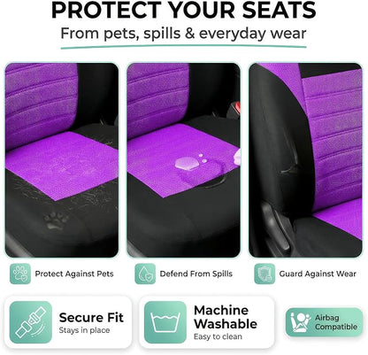 FH Group Automotive Car Seat Covers Front Set Premium 3D Air Mesh Front Seat Covers, Airbag Compatible Universal Fit Interior Accessories for Cars Trucks and SUVs - Purple