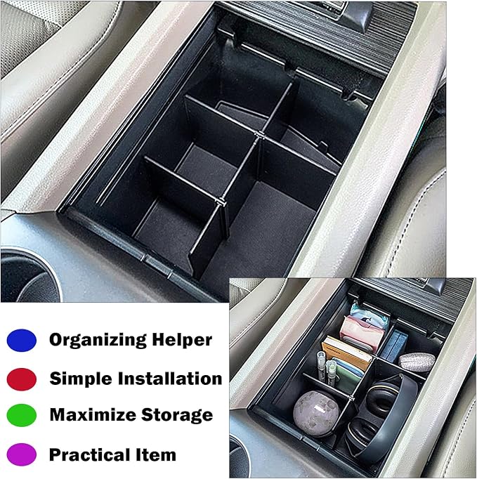 RUNROAD Center Console Organizer Compatible with Honda Pilot (2016-2022)/ Ridgeline (2017-2023)/ Passport (2019-2023) Accessories, Insert Armrest Dividers ABS Secondary Console Storage Box