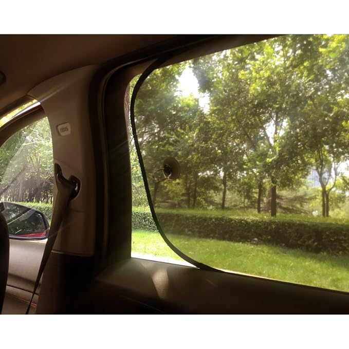 Car Shade for Window Interior Screen Double-Layer Mesh Sun Block, Protect Baby from Sunlight, UV Rays (2 Pcs)