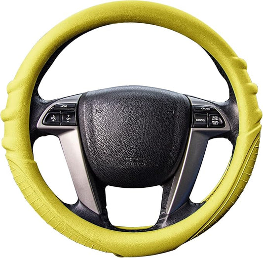 FH Group Universal Fit Silicone with Grip and Pattern Massaging Grip Steering Wheel Cover fits most Cars, SUVs, Trucks, and Vans Yellow