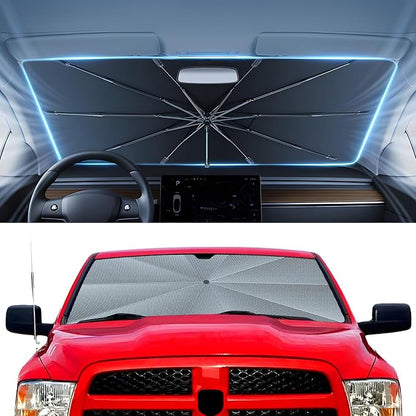 Autorder Windshield Sun Shade Umbrella for 2009-2018 Dodge RAM 1500 Accessories,Upgraded Ice Crystal Material,Easy Setup Umbrella Sunshade for Car Windshield,100% Sun Blocking