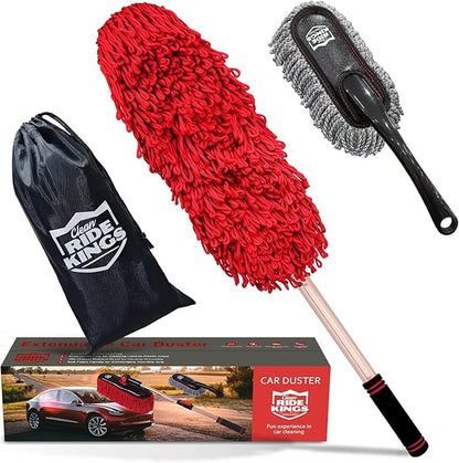 Car Duster Exterior Scratch Free,Car Dust Brush with Extendable Telescoping Handle to Remove Pollen,Dusters for Truck,RV and Motorcycle,Large Mop Head, Wax Cotton Hair，Auto Care